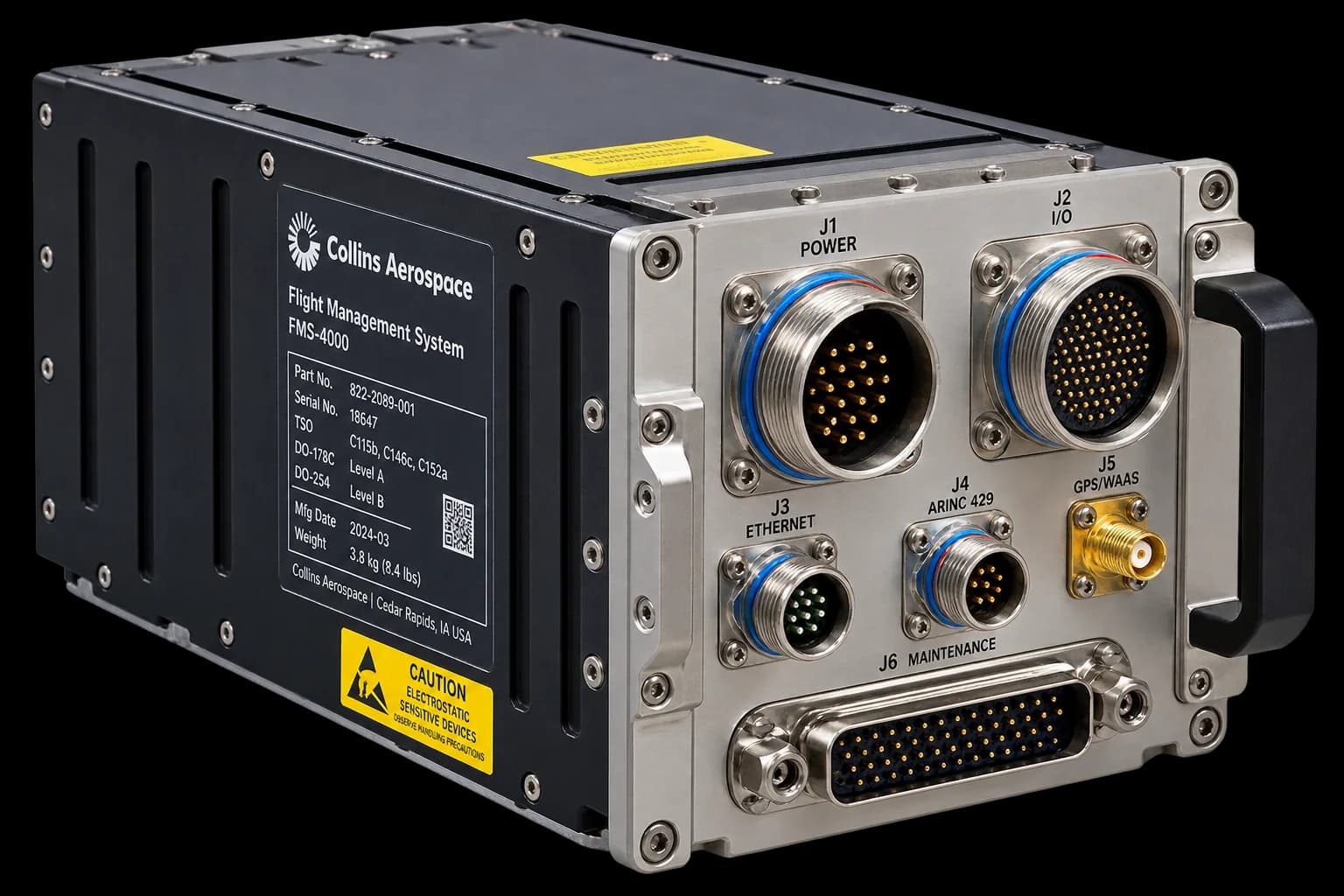 Aircraft avionics line-replaceable unit with connectors, isolated